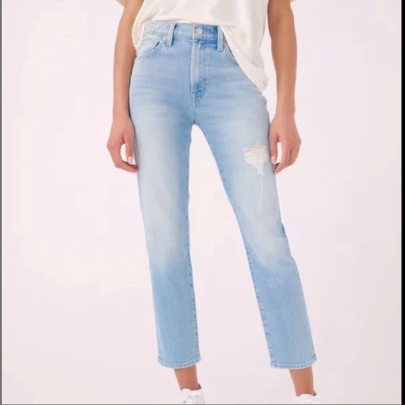 7 for all mankind patchwork ankle peggi jeans in laurel canyon blue -Sz 32, NWT - Picture 3 of 17